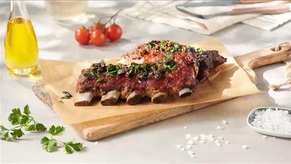 Żeberka z grilla w glazurze śliwkowo-pomidorowej