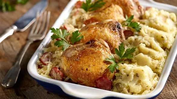 Udka w kiszonej kapuście z purée kaparowym